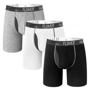 Calzoncillos bóxer para hombre, ropa interior transpirable, suave, bolsa abierta para volar, bolsa de algodón de pierna larga, calzoncillos para hombre con humedad - Product Image 3