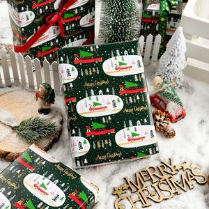 MAYPLUSS Green Christmas Wrapping <b>Paper</b> 17In x 33 Feet Truck Tree Design Gold Foil Gift <b>Wrap</b> for Holiday Crafting - Product Image 6