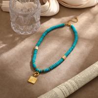 Collier de perles en pierre naturelle turquoise pour l'été, fait main, étanche et inaltérable, pour femme