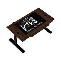 Bureau de jeu DK07 édition bois avec boîtier PC intégré, bureau d'ordinateur avec panneau supérieur transparent, table de jeu, station de travail, châssis