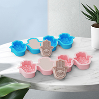Candyer Nouveau Design Personnalisé Lot de 4 Moules en Silicone Hamsa pour la Fabrication de Savon, Outils de Pâtisserie, Moule à Bougie en Silicone, Moule Fatima en Silicone
