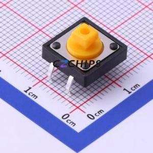 UK-B0262-FT-CJ-Y-250 Tactile Switch Through hole-4P,12x12mm Switch Single Pole Single Throw Rectangle Button 2.5N Through Hole - Product Image 1