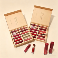 Coffret Cadeau Rouge à Lèvres Mat Élégant Personnalisé Boîte de Luxe à Fermeture Magnétique pour Poudre Libre avec Insert en Papier Matériaux Recyclés Éponge Dorure Rose