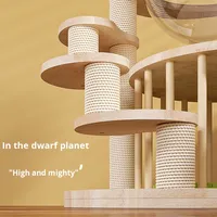 Tour à chat en bois moderne minimaliste à succès, design capsule spatiale, plateforme multi-niveaux, arbre à chat haut, poteaux à gratter en corde de sisal