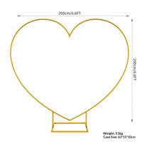 Arche de mariage pliable en métal doré en forme de cœur, durable, 2M*2M, pour la décoration de scène de mariage et de fête en extérieur
