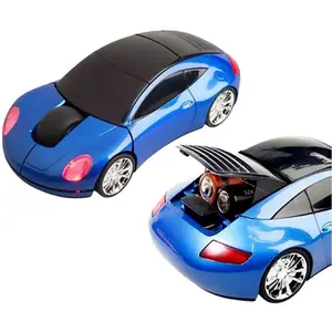 2.4G Mini Car Wireless Mouse con Led Car Light Race Car Style Cute Usb White Box Plastic Optical USB 2.0 Stock Silk Screen 1200