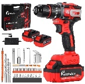 Trapano a percussione brushless 21V con batteria 3.0Ah, rosso e nero, utensile elettrico professionale per l'edilizia - Product Image 1