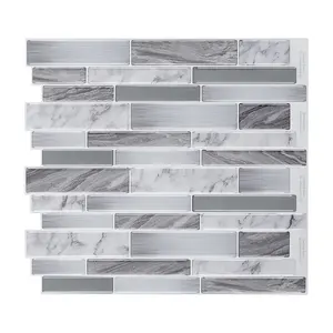 Amazon Popular 11.25 × 10 Inch Marble Wall Sticker Waterproof Anti-Mold Kitchen Peel And Stick Backsplash TilesためBathroom