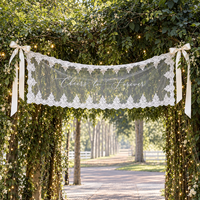 Bannière d'arche de mariage en dentelle, panneau de bienvenue personnalisé pour mariage, ruban et nœud pour l'entrée de la cérémonie, la réception et la décoration de fête