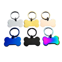 DIY Laser Gravé Logo Pet Nom Tags Blanc Métal Chien Chat Cou Nom Plaque Porte-clés