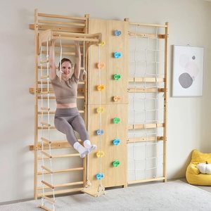 Muro <span class=keywords><strong>de</strong></span> Escalada Infantil Montessori 9 <span class=keywords><strong>en</strong></span> 1 con Escalera, Rocódromo y Barras <span class=keywords><strong>de</strong></span> Dominadas - Product Image 4