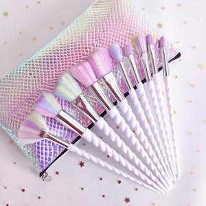 HQ Mixed Proc Discount 10PCS <b>Glitter</b> Crystal Spiral Handle Concealer Brush Kit Vegan Cruelty-Free Rainbow Makeup Brush Set - Product Image 1