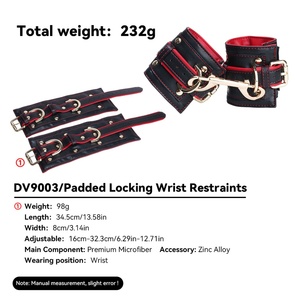 Hot Selling Padded <b>Locking</b> Wrist Restraints Sex Toy Soft Leather BDSM Wrist Cuffs with <b>Locking</b> Buckle for Adults - Product Image 6