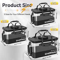 Seau à appâts vivants pliable Yuzhiyuan de 6/10 gallons, couvercle transparent en EVA épaissi, trou d'aération, fermeture à glissière, pêche sportive