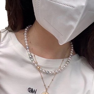 Collar de Perlas de Agua Dulce Akoya Redondas de 6-8 mm, Color Caramelo Mixto, Cadena Larga, Rechazo de Revisión, Tonos de Color Único - Product Image 5