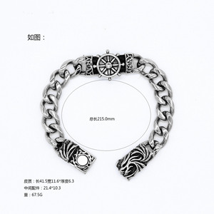 Yunnique Pulsera de plata tibetana con ancla para hombre, diseño geométrico, joyería de moda - Product Image 4