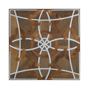 Suelo de ingeniería de teca elegante <span class=keywords><strong>industrial</strong></span> <span class=keywords><strong>Parquet</strong></span> de madera y metal inoxidable o latón con incrustaciones personalizadas para villas de lujo - Product Image 1