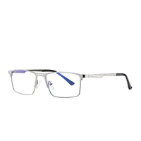 Gafas de Sol Rectangulares Pequeñas con Armazón de Titanio Metálico Anti-Luz Azul de Alta Calidad para Hombre, para Trabajar con Ordenador
