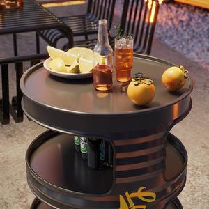 Scaffale portaoggetti industriale vintage creativo a più strati, espositore a barile Qingba Bistro, artigianato in metallo commerciale inciso - Product Image 3