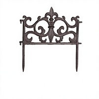 Clôture de jardin rustique en fonte, design vintage, bordure de parterre de fleurs 27x27cm marron