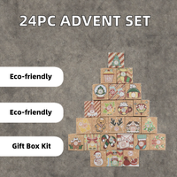Lot de 24 dossiers calendrier de l'Avent en papier kraft, nouveau design, pour compte à rebours, fournitures de boîtes cadeaux pour la fête de Noël