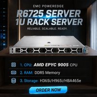 Serveur en rack Dell EMC PowerEdge R6725 1U avec châssis 4/8/10Sff 2,5/3,5 pouces/CPU AMD EPYC 9455/256G DDR5/H365i/H965i/Carte RAID