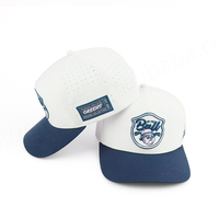 Gorra Deportiva de Golf al por Mayor, Personalizada con Logotipo Bordado en 3D, 5 Paneles, Perforada, Dobby Dot Oxford, 100% Poliéster, Transpirable/Impermeable