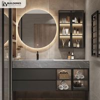 Meuble de salle de bain élégant Buildgres avec miroir en marbre, meuble-lavabo pour salle de bain