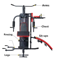 Equipo de Gimnasio Metálico Moderno, Entrenamiento de Fuerza y Acondicionamiento Físico, 5 Estaciones, Uso Comercial, Multifuncional, Multigimnasio, Resistente