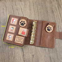 Cuaderno de Hojas Sueltas A7 Snoopys, Cuaderno Retro de Cuero PU con Anillas Extraíbles, Diario de Bolsillo Portátil, Libreta de Notas