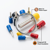 Connecteurs à sertir isolés en vinyle/PVC ignifuges UL94V0, bornes à aiguille mates en étain T2 pour fils de cuivre 22-2 AWG, conformes RoHS et Reach, couleur rouge