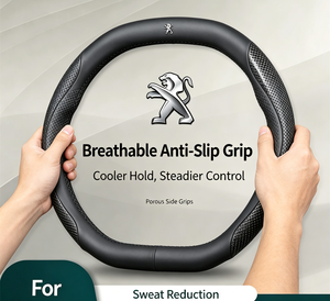 Housse de <span class=keywords><strong>volant</strong></span> en cuir Nappa en forme de D personnalisée pour Peugeot, ultra-fine, respirante, antidérapante, en fibre de carbone, sport - Product Image 4