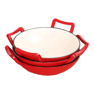 <span class=keywords><strong>Wok</strong></span> Tradicional Chino de Hierro Fundido Esmaltado Rojo Longkey, Certificado CE, Antiadherente, Ecológico, para Acampar al Aire Libre, 18-20L, Envío Inmediato - Product Image 4