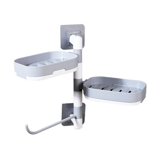 Wholesale Wall-Mounted ABS <b>Soap</b> <b>Holder</b> No Drilling Rotatable Draining Moisture-Proof Multi-Layer Bathroom Rack - Product Image 3
