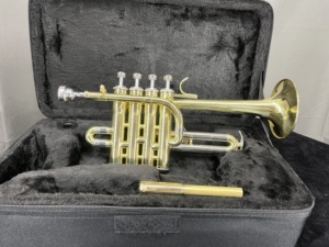 <span class=keywords><strong>Trompeta</strong></span> Piccolo de Latón Lacado en Oro Tono Si Bemol/La con Logo Personalizado de la Marca Sinomusik, Instrumento de Viento-Metal Fabricado en China - Product Image 3