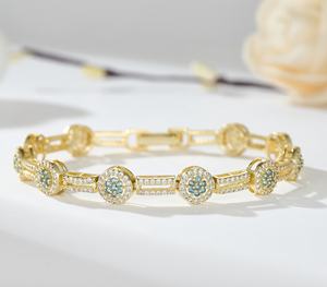 Chinesischer feiner Schmuck CZ Zirkonia Haupt diamant stein Damenmode 14 Karat vergoldetes Tennis ketten armband - Product Image 6