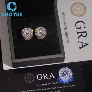 Hot Sale Big Size Brilliant Cut GRA Moissanite <b>Stud</b> Earrings Real 925 <b>Silver</b> Gold Plated Claw Setting Screw Back <b>Stud</b> Earring - Product Image 6