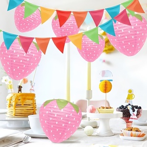 3D Strawberry Paper Lantern Fruit Themed Party Decorations Birthday Baby Shower Sweet Weeding Hanging <strong>Ornaments</strong> <strong>Red</strong> Pink - Product Image 5