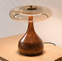 Lampe de bureau en verre artisanale, base en bois massif, design moderne, prise EU/UK, éclairage LED pour table de chevet, idéale pour les projets hôteliers