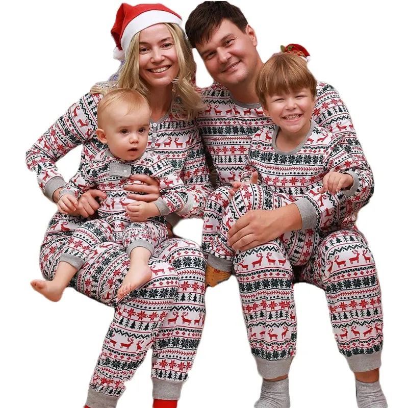 Ropa de Navidad 2024 Pijamas de Navidad para bebés Papá Mamá Niños Juego de pijamas de Navidad para la familia