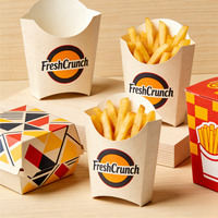 Caja de Papel Resistente a la Grasa para Papas Fritas, Contenedor Desechable a Prueba de Fugas para Comida Rápida para Llevar, Venta al Por Mayor