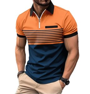 Camisetas de Hombre de Punto con Estampado, Puños Acanalados, Dobladillo con Aberturas Laterales, Texturizadas, Resistentes a las Arrugas, Cierre de 2 Botones, Manga Corta, Casuales de Verano - Product Image 4