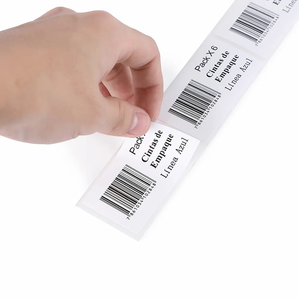Factory großhandel custom druck rolle self adhesive kunst papier produkt barcode private label aufkleber