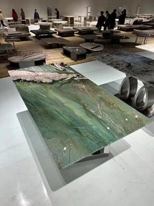 Azulejos de losa de mármol verde natural de lujo para <span class=keywords><strong>buceo</strong></span> al aire libre, comedor, Bistro redondo, consola de café, vestidor de uñas, juego de mesa de estudio - Product Image 2