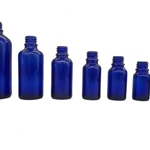 Flacon en verre rond pour huile essentielle, bleu cobalt, vide, 15 ml, 30 ml, 50 ml, emballage cosmétique avec compte-gouttes - Product Image 1