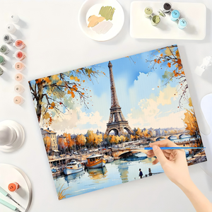 Kit di numeri di vernice per adulti 16x20 pollici senza cornice per la tela di scena autunnale senza cornice per la torre Eiffel - Product Image 3