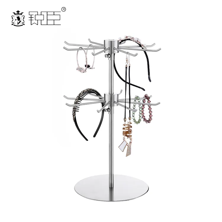 Metallo 2 Tier Esposizione Dei Monili Rotazione Del Basamento Rotativo Contatore Top Stand di Gioielli Per Il Braccialetto Collana Hairband Del Supporto Del Basamento