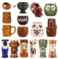 Personnalisé Halloween Hawaii Bar Tropical Cocktail Verre Surface Non Émaillée Céramique Démon Diable Tête Squelette Tiki Mug