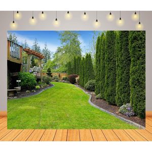 Corfoto ที่ตกแต่งผนังต้นหญ้าสีเขียว5x3ft กลางแจ้งสวนชิงช้าถ่ายภาพพื้นหลังงานแต่งงานซุ้มถ่ายภาพ - Product Image 1