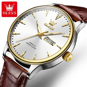 OLEVS 2933 Casual Wholesale Sport Wrist Watch Multifunction Quartz Movt Custom Wood Watch Men Chronograph Watch